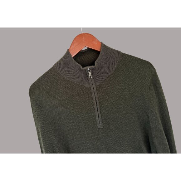 Brooks Brothers Olive Green Merino Wool Half-Zip Sweater M - Picture 1 of 6